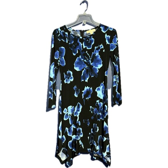 Michael Michael Kors Womens Long Sleeve Dress Floral Abstract Poly Spandex Sz S - Picture 1 of 3